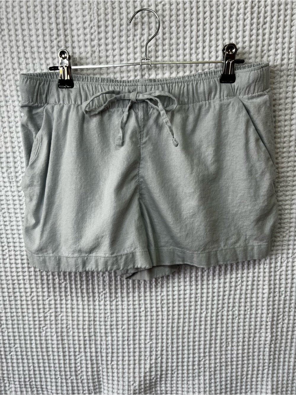Hollister shorts women small blue linen blend casual light pockets draw string